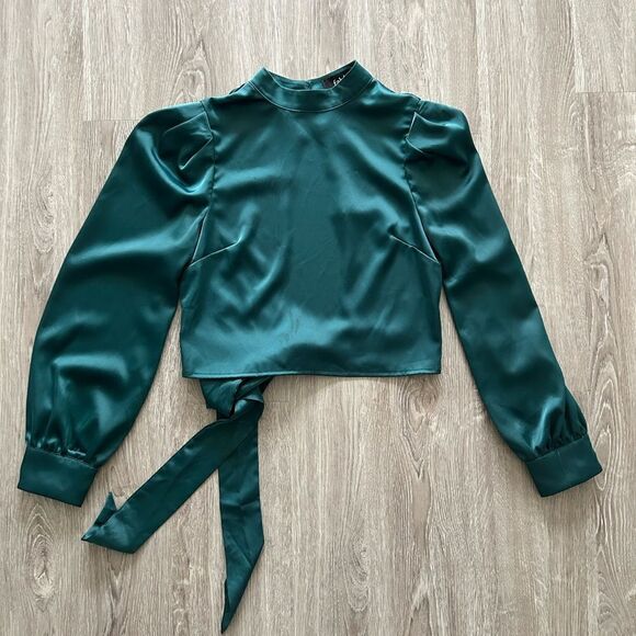 Emerald Mock Neck Blouse - Picture 1 of 8